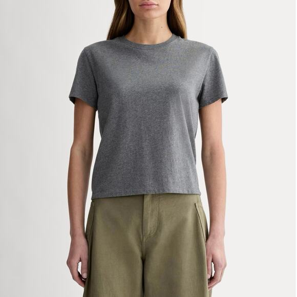 NWOT Everlane The Organic Cotton Box Cut Tee Relaxed Fit Heathered Charcoal XXS - Picture 1 of 8